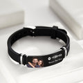 Custom Photo Engraved Spotify Music Black Bracelet For Him Personalized Bracelet Perfect Gift For Valentines Day