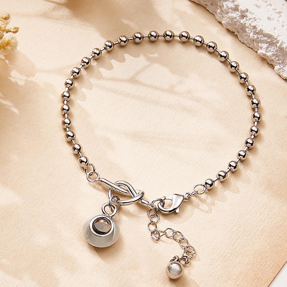 Custom Photo Projection Bracelet with Round Bead Stylish Present for Important Person