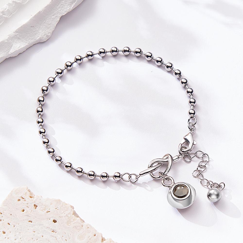 Custom Photo Projection Bracelet with Round Bead Stylish Present for Important Person