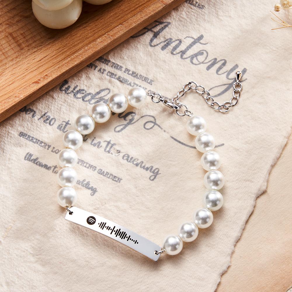 Custom Scannable Spotify Code Bracelet Pearl Love Gift