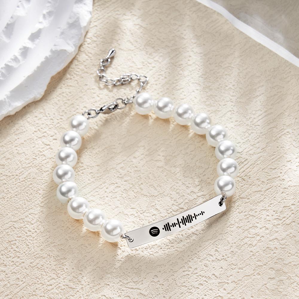Custom Scannable Spotify Code Bracelet Pearl Love Gift