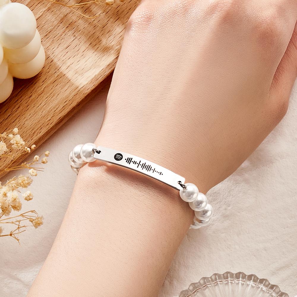 Custom Scannable Spotify Code Bracelet Pearl Love Gift