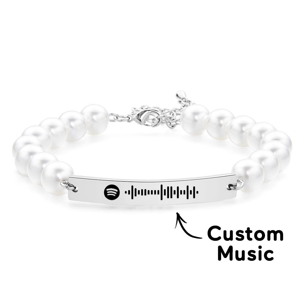 Custom Scannable Spotify Code Bracelet Pearl Love Gift