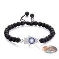 Custom Photo Projection Beaded Bracelet Hamsa Evil Eye Men's Amulet Bracelet for Him