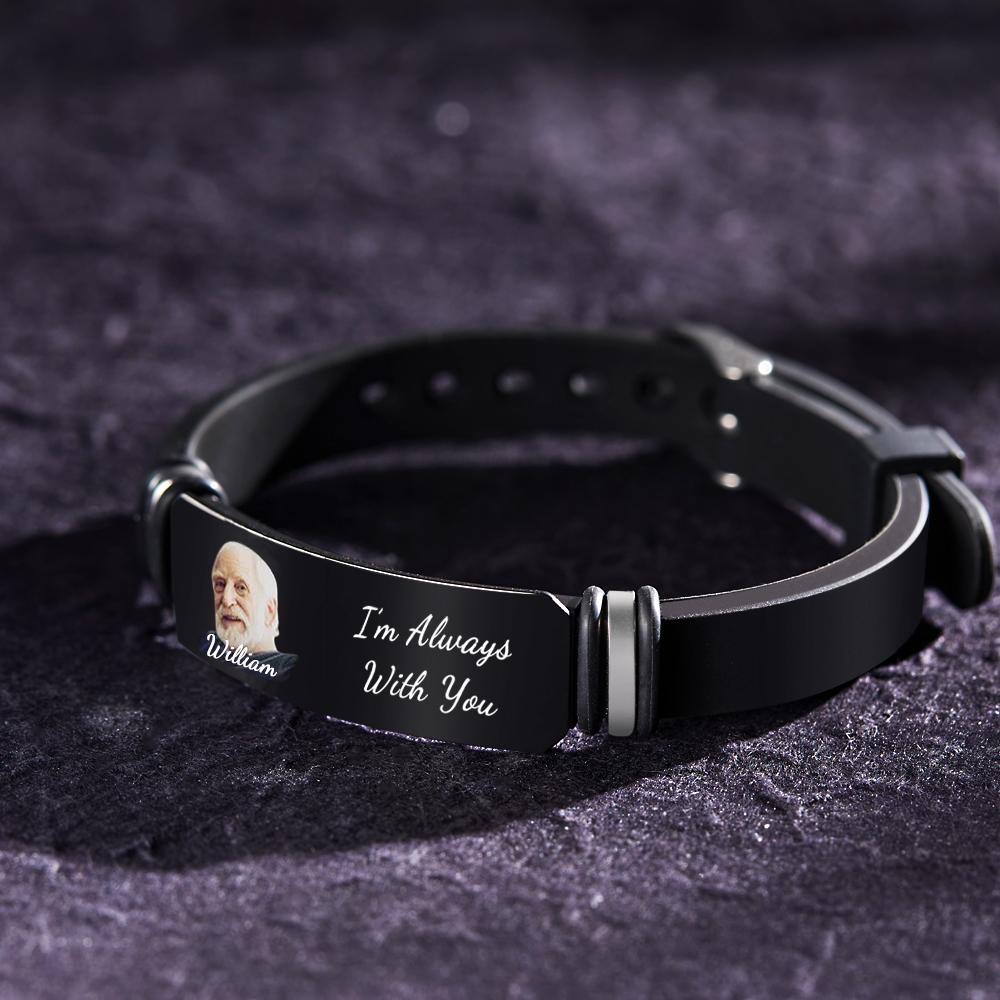 Men's Bracelet Custom Photo Memorial Bracelet Engraved Commemorate Photo Memory Gifts