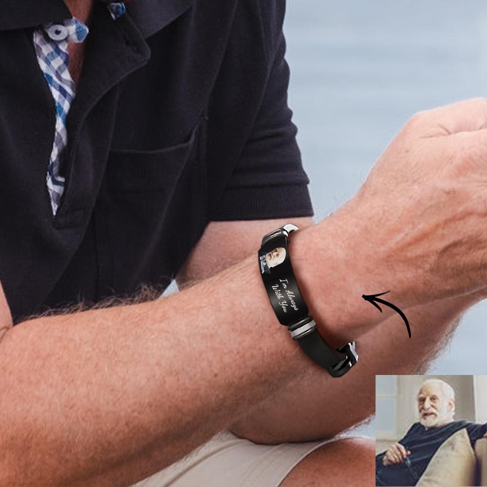 Men's Bracelet Custom Photo Memorial Bracelet Engraved Commemorate Photo Memory Gifts