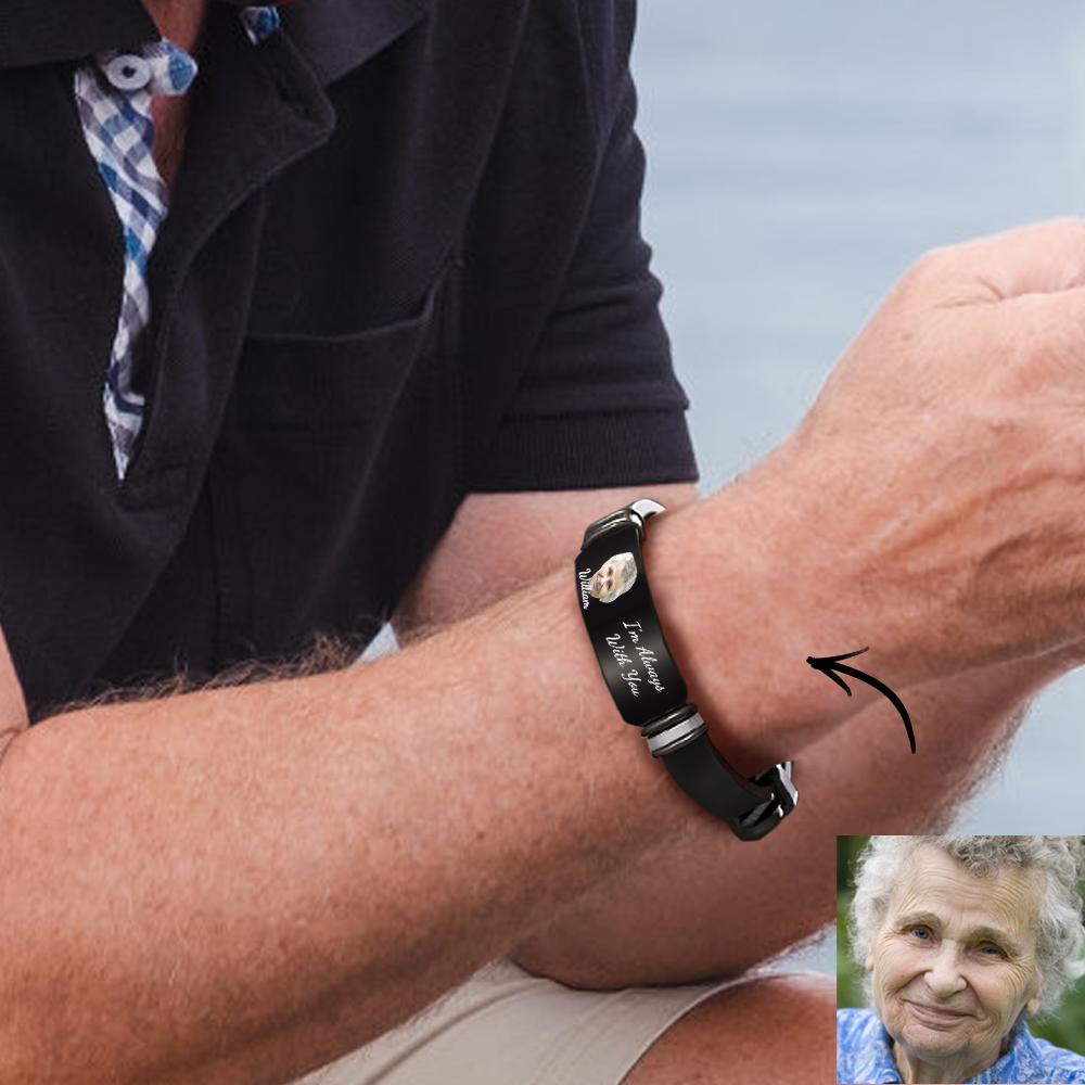 Men's Bracelet In Memory Of Mother Custom Photo Memorial Bracelet Engraved Gifts