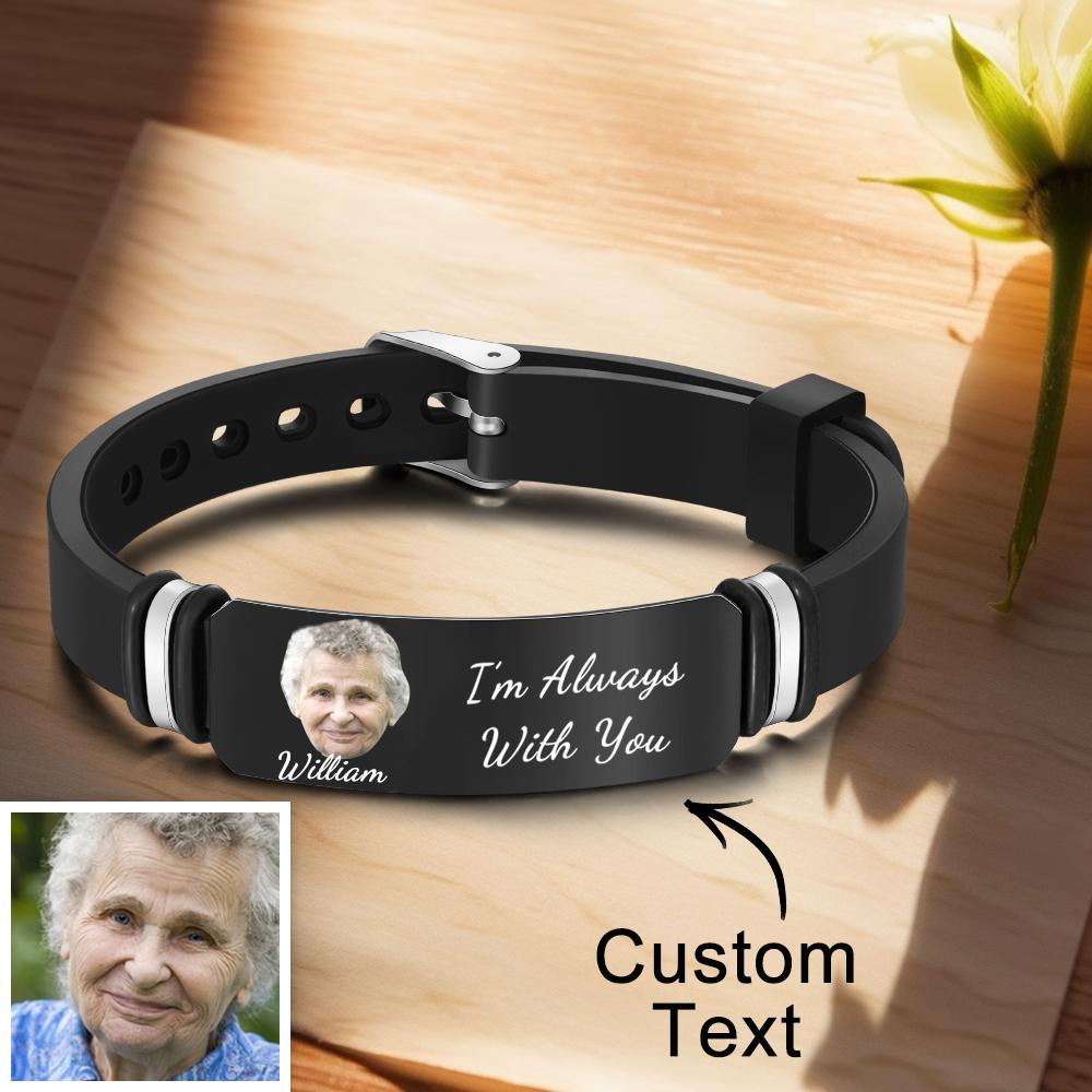 Men's Bracelet In Memory Of Mother Custom Photo Memorial Bracelet Engraved Gifts