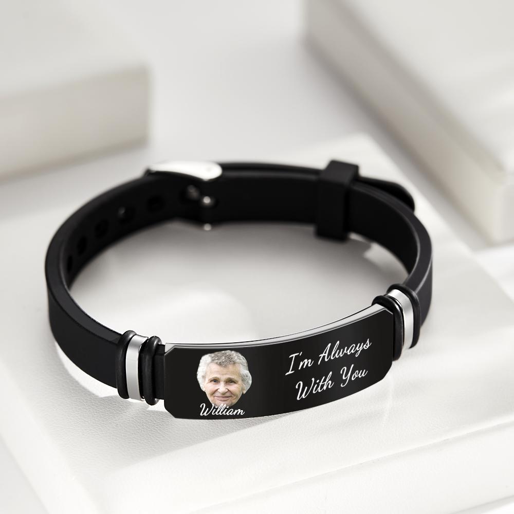 Men's Bracelet In Memory Of Mother Custom Photo Memorial Bracelet Engraved Gifts