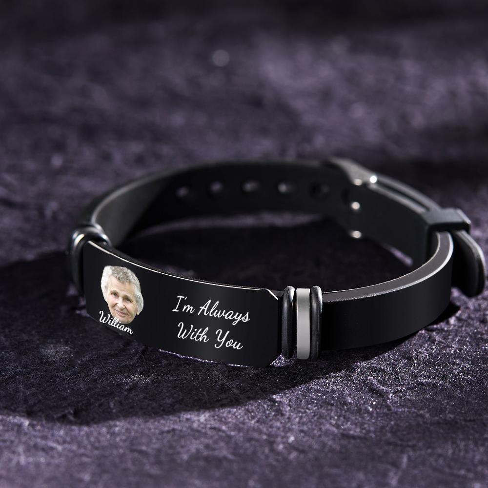 Men's Bracelet In Memory Of Mother Custom Photo Memorial Bracelet Engraved Gifts
