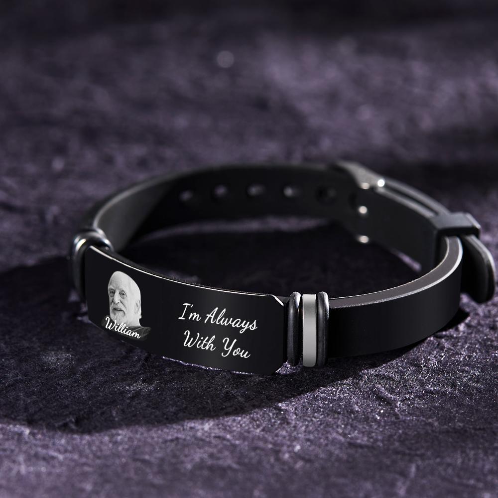 Custom Photo Memorial Bracelet Engraved Men's Bracelet Commemorate Photo Memory Gifts