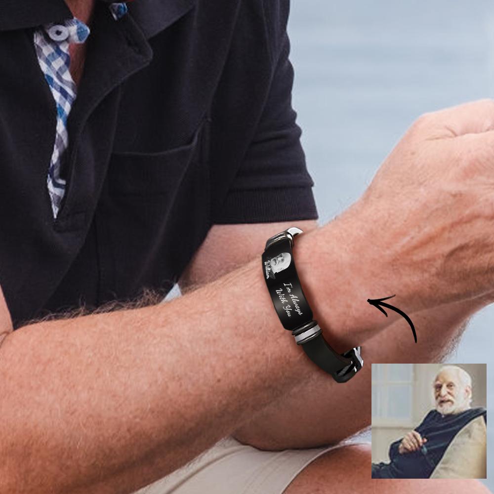 Custom Photo Memorial Bracelet Engraved Men's Bracelet Commemorate Photo Memory Gifts