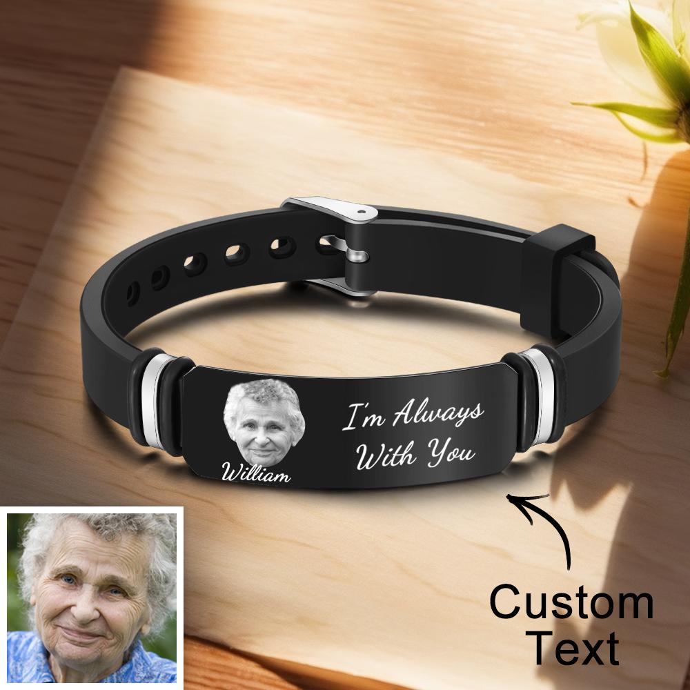 Custom Photo Memorial Bracelet Engraved Men's Bracelet In Memory Of Mother Gifts