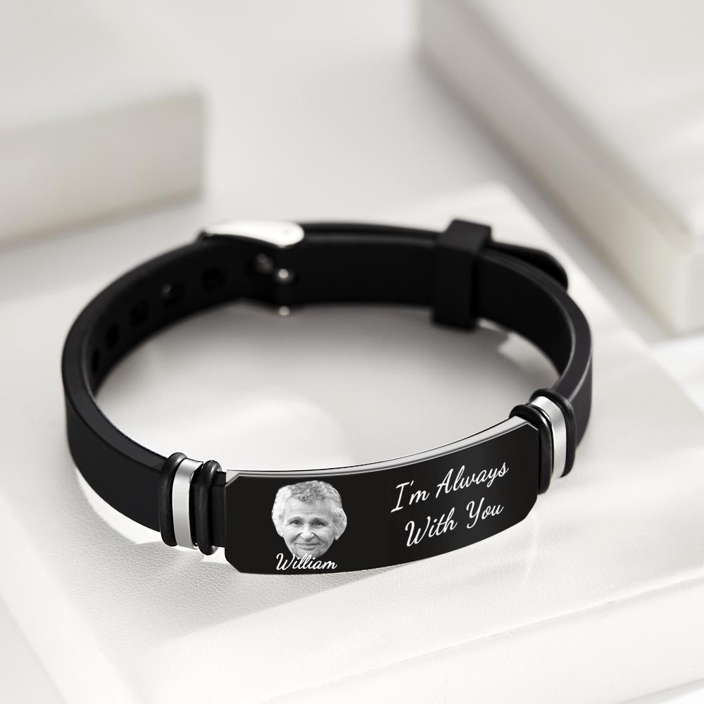 Custom Photo Memorial Bracelet Engraved Men's Bracelet In Memory Of Mother Gifts