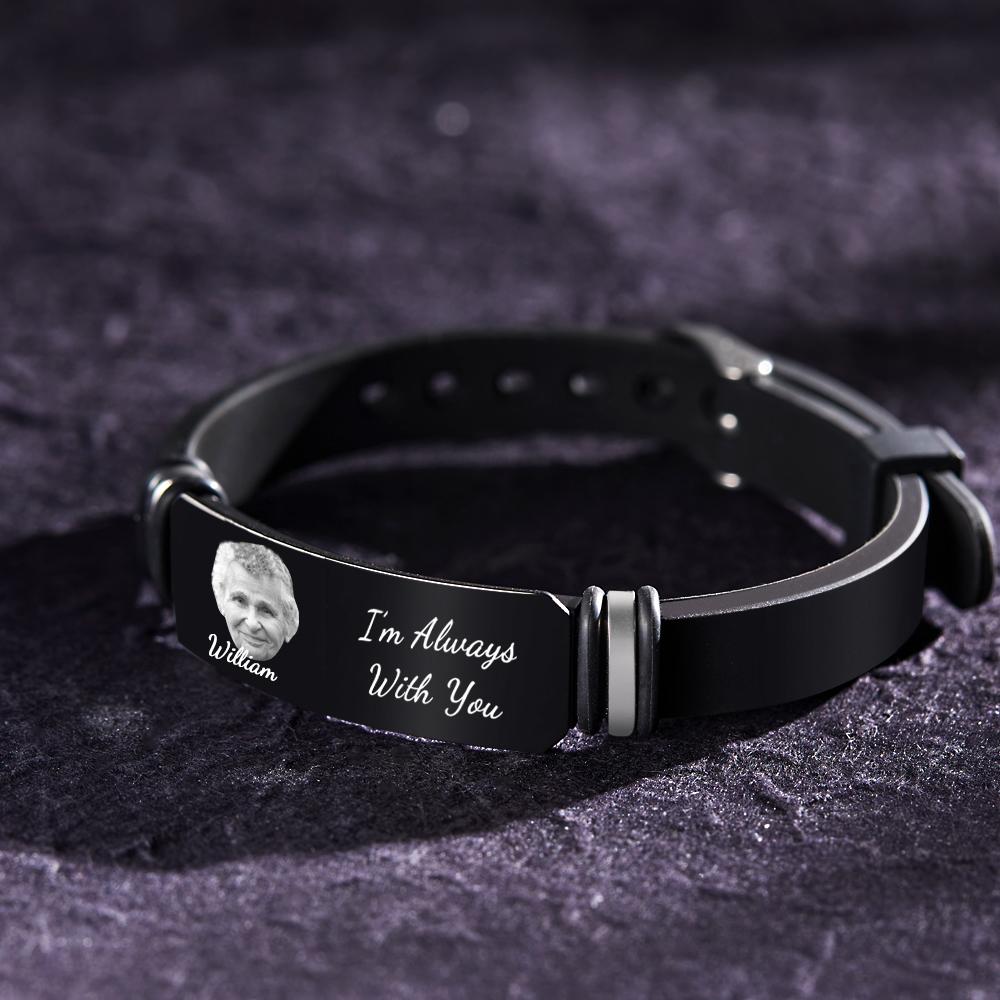 Custom Photo Memorial Bracelet Engraved Men's Bracelet In Memory Of Mother Gifts