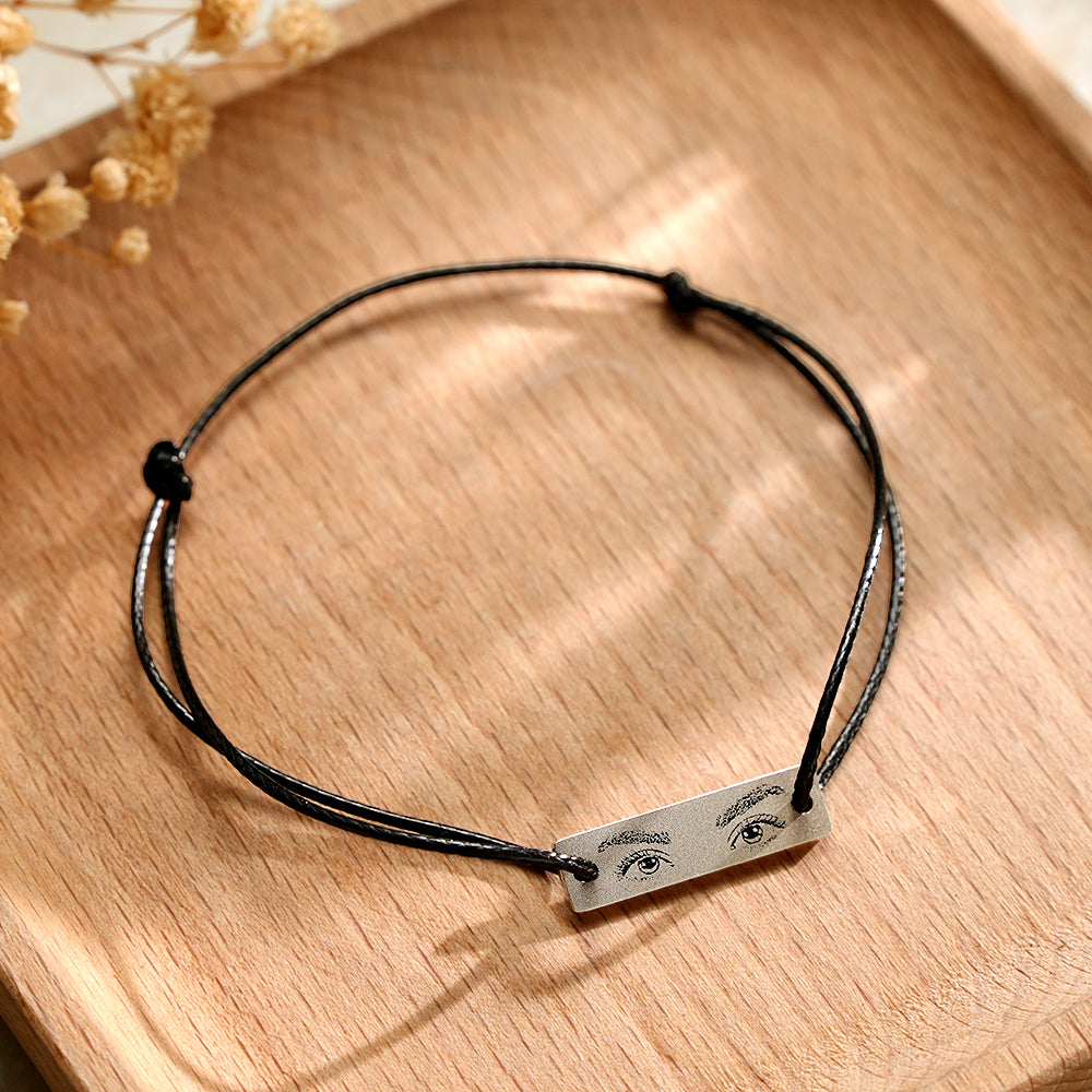 Custom Engraved Bracelet With Eyes Photo Eyes of Love Bracelet