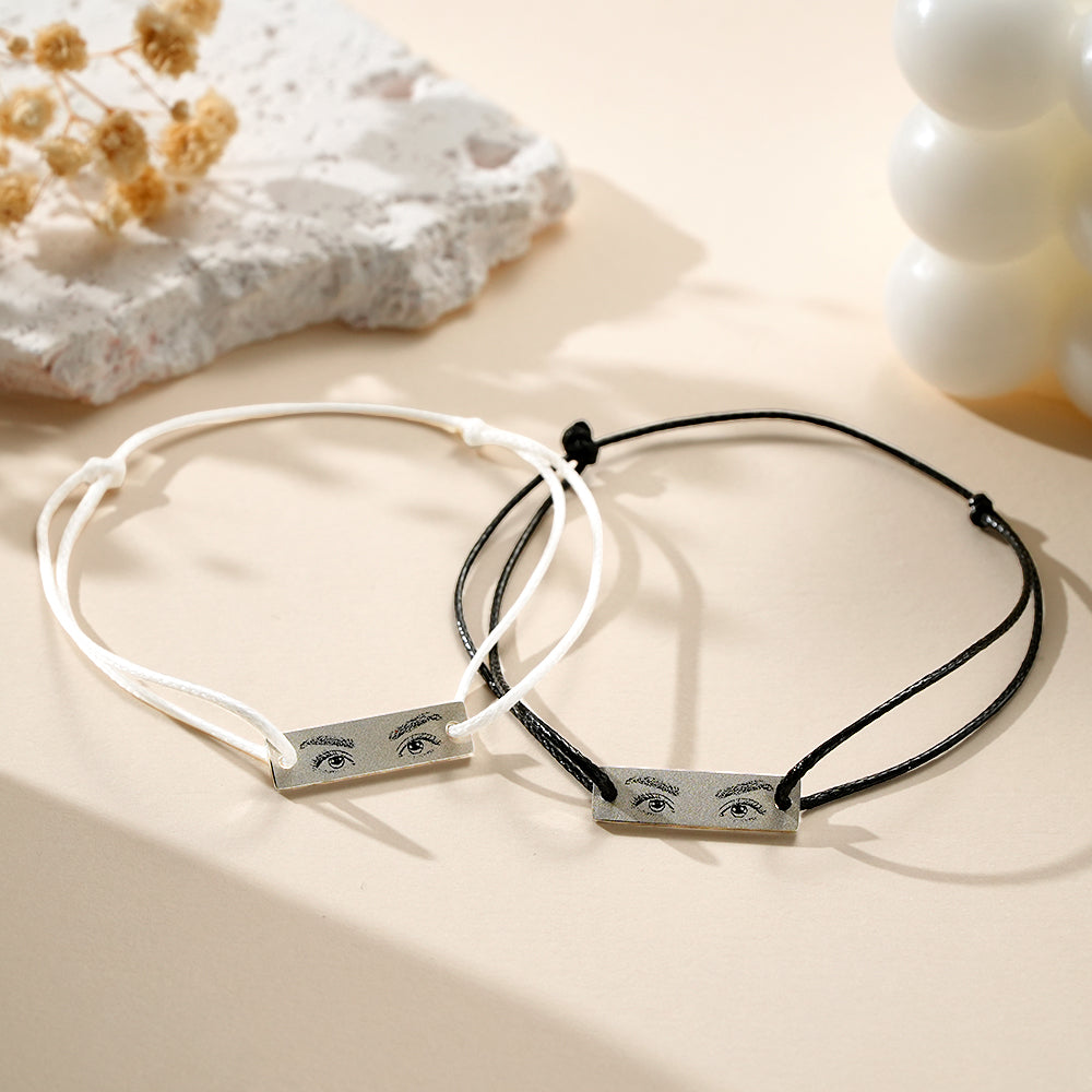 Custom Engraved Bracelet With Eyes Photo Eyes of Love Bracelet