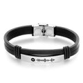 Personalized Mens Music Code Leather Bracelet Jewelry Bar Bracelet for Men