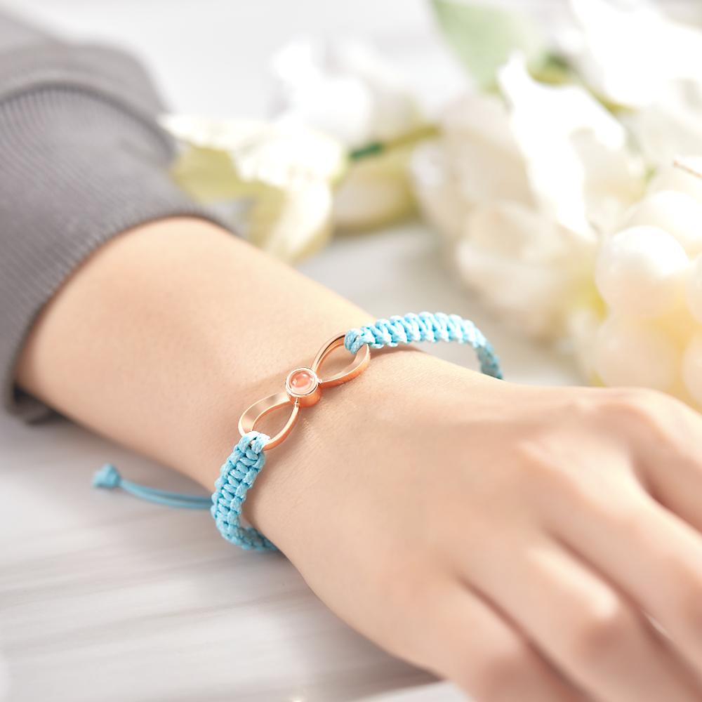 Personalized Projection Weave Bracelet Customized Photo Bracelet Set Adjustable Bracelet Personalized Gift for Couples