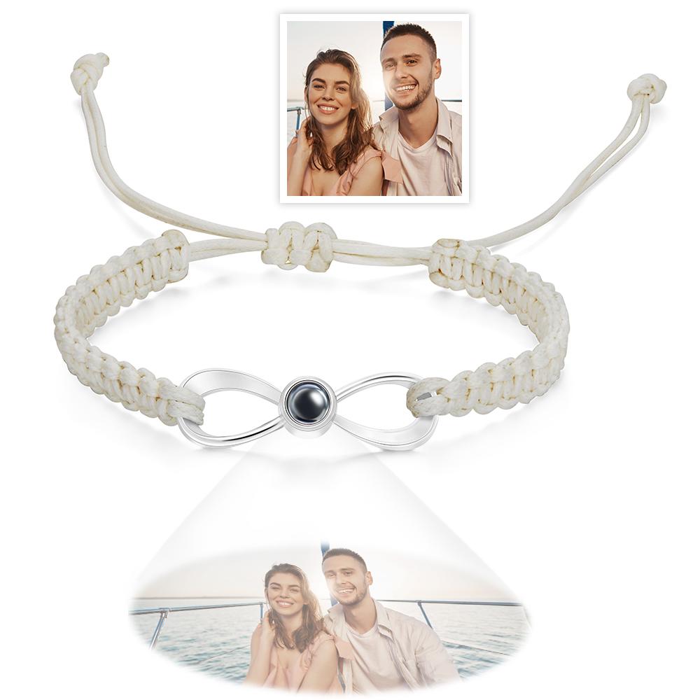 Personalized Projection Weave Bracelet Customized Photo Bracelet Set Adjustable Bracelet Personalized Gift for Couples