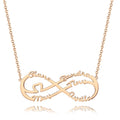 Infinity Necklace with Five Names, Family Name Necklace Rose Gold Plated - Rose Gold