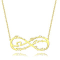 Infinity Necklace with Five Names, Name Necklace 14K Gold Plated - Golden