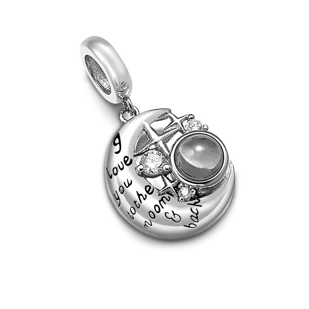 Personalized I Love Moon and Star Pendant Dangle Projection Charm for Bracelet