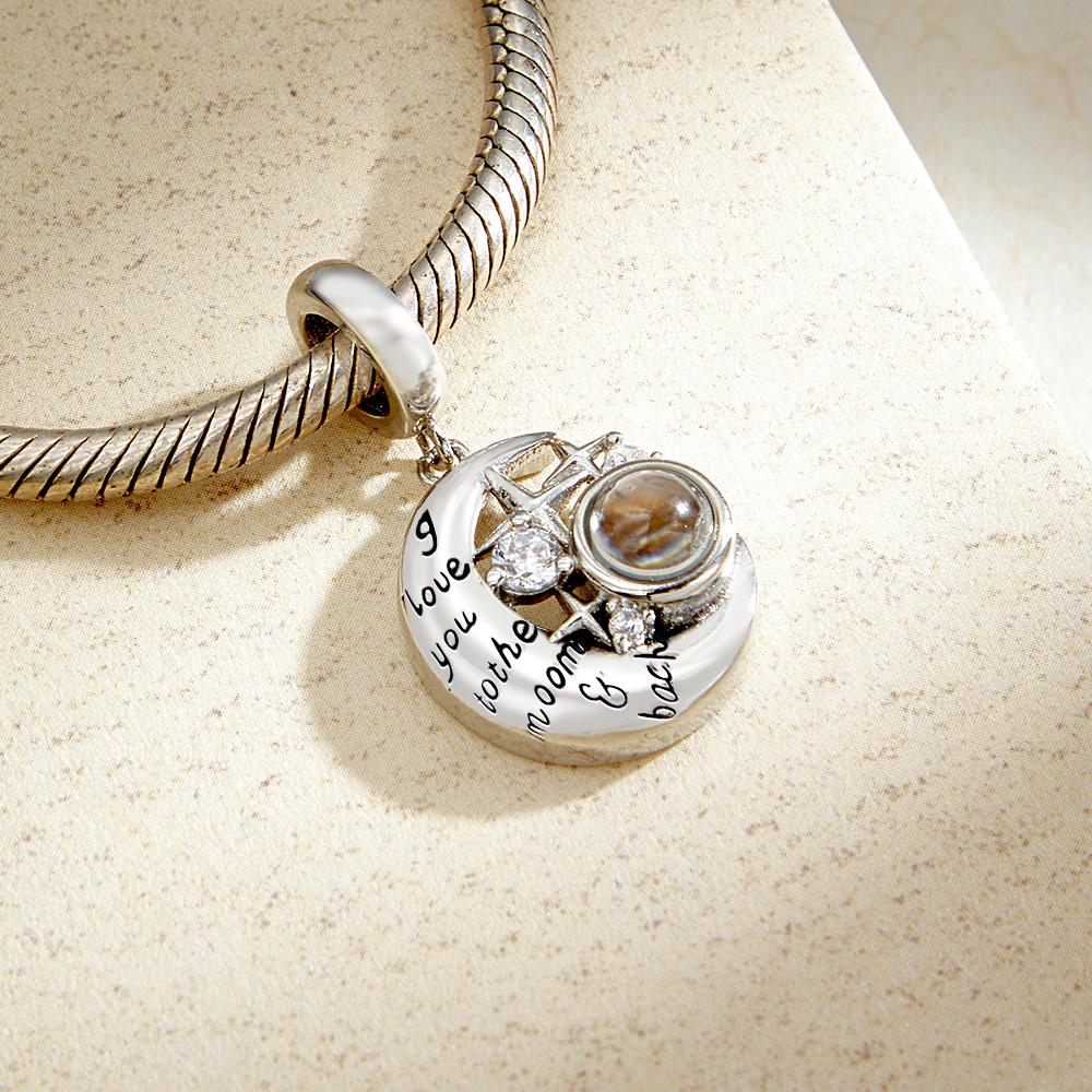 Personalized I Love Moon and Star Pendant Dangle Projection Charm for Bracelet