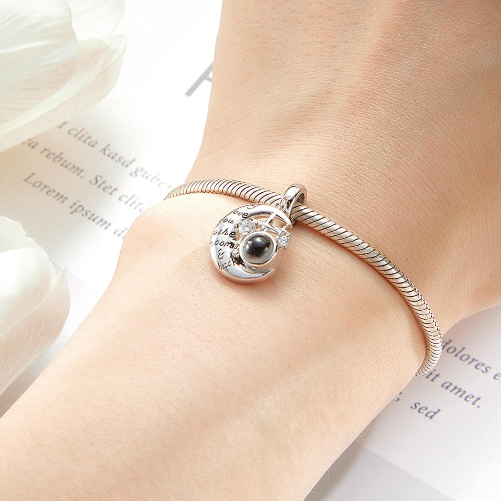 Personalized I Love Moon and Star Pendant Dangle Projection Charm for Bracelet