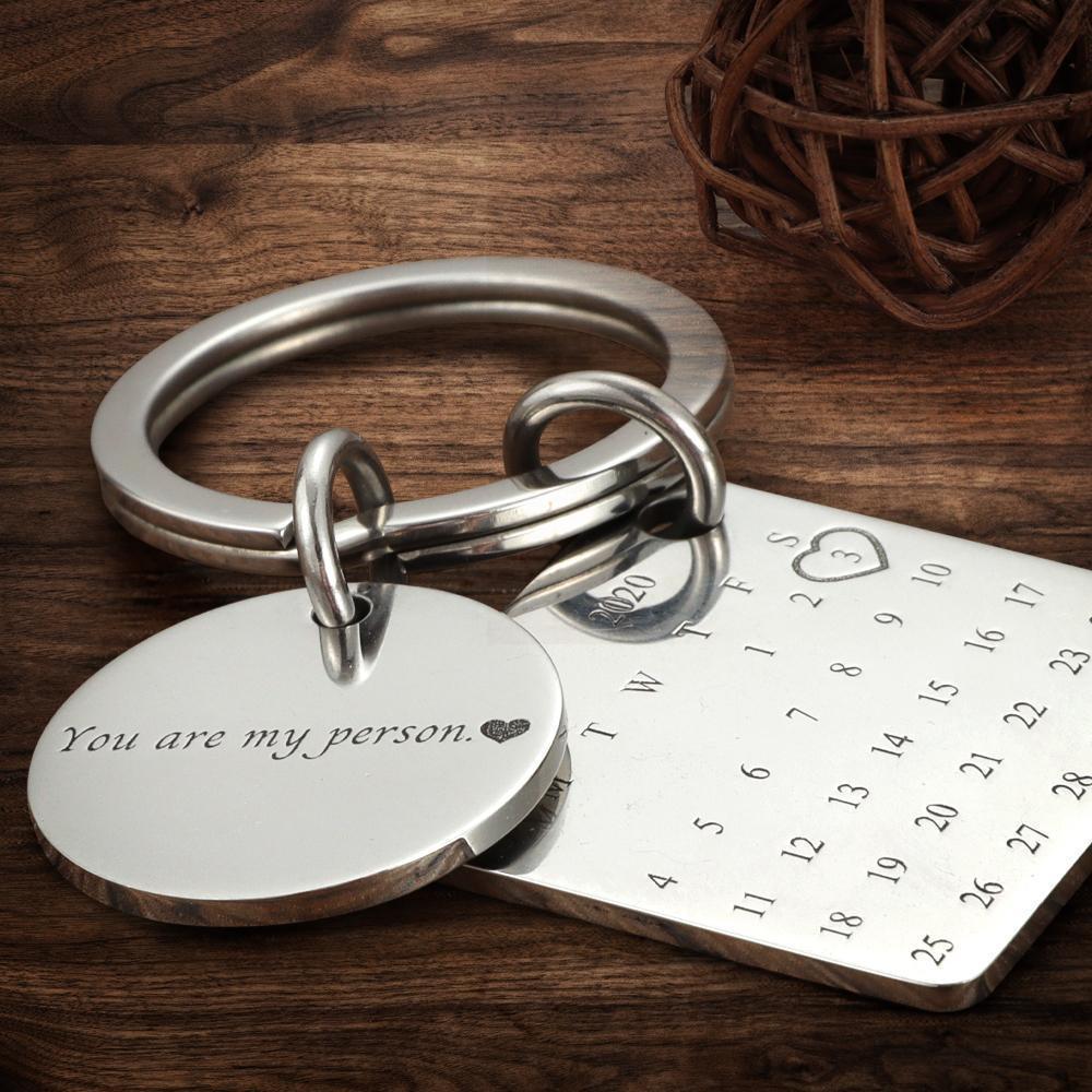 Custom Calendar Keychain Engraved Photo Keychain Gifts Rose Gold