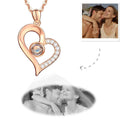 Personalized Projection Photo Necklace Heart Necklace - Rose Gold