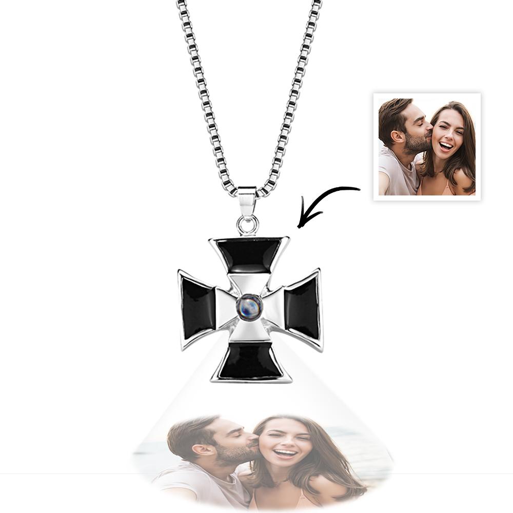 Personalized Windmill Photo Projection Men's Necklace for Him Minimalist Memorial Jewelry