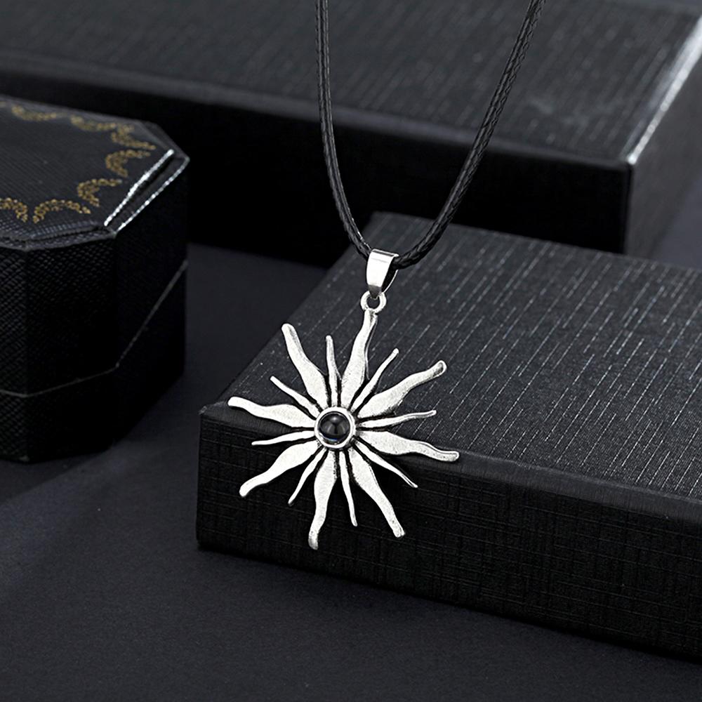 Power of the Sun Symbol Jewelry Personalized Sunlight Photo Projection Men's Necklace