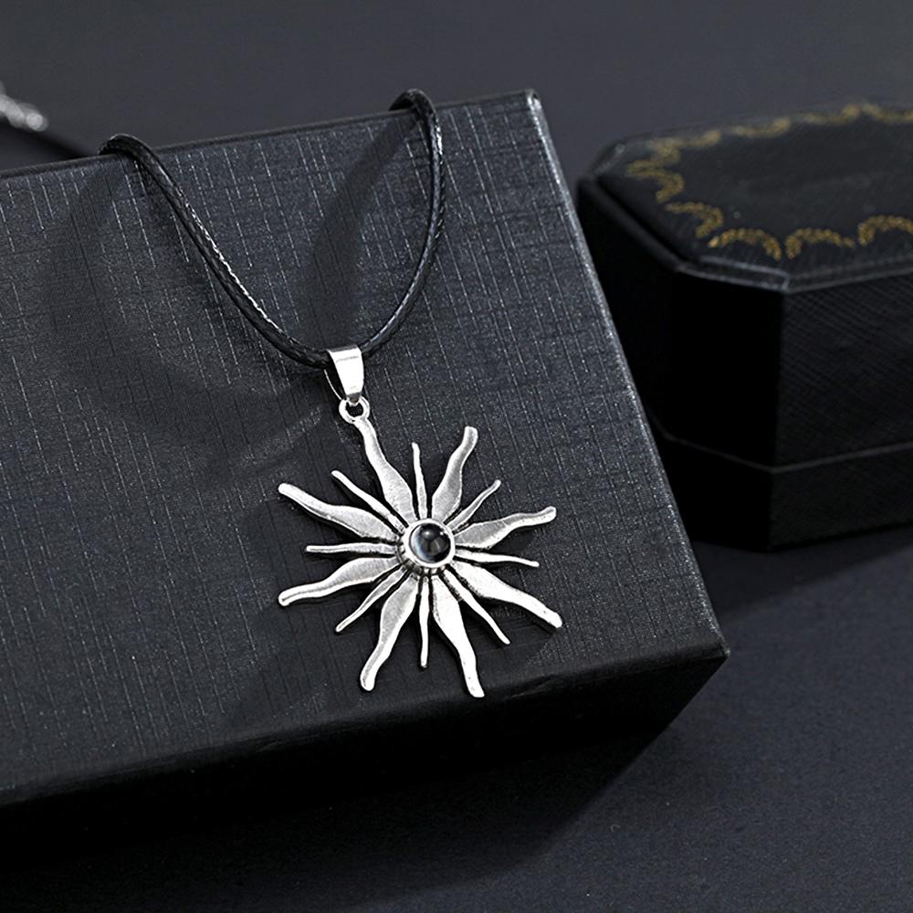 Power of the Sun Symbol Jewelry Personalized Sunlight Photo Projection Men's Necklace