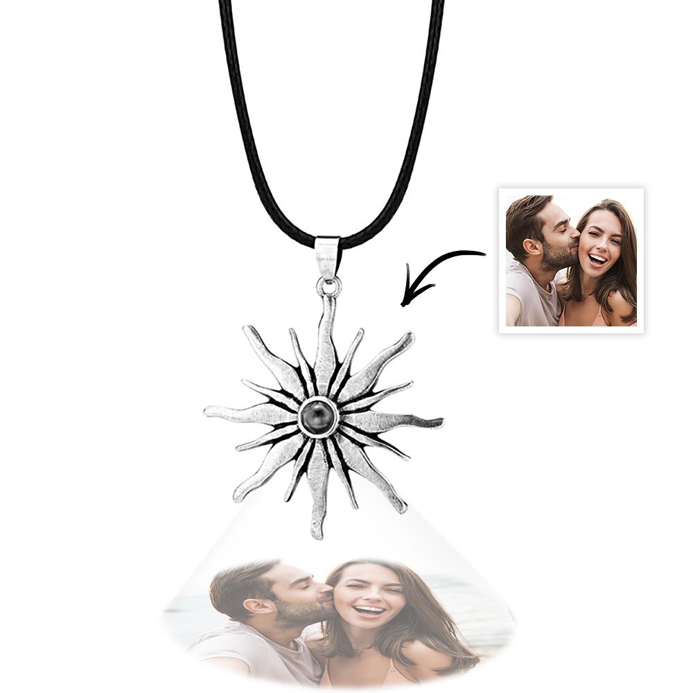 Power of the Sun Symbol Jewelry Personalized Sunlight Photo Projection Men's Necklace