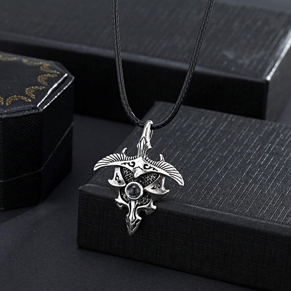 Personalized Spread The Wings Photo Projection Men's Necklace Minimalist Handmade Jewelry for Him