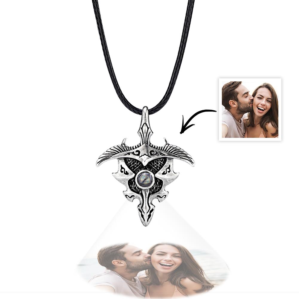 Personalized Spread The Wings Photo Projection Men's Necklace Minimalist Handmade Jewelry for Him