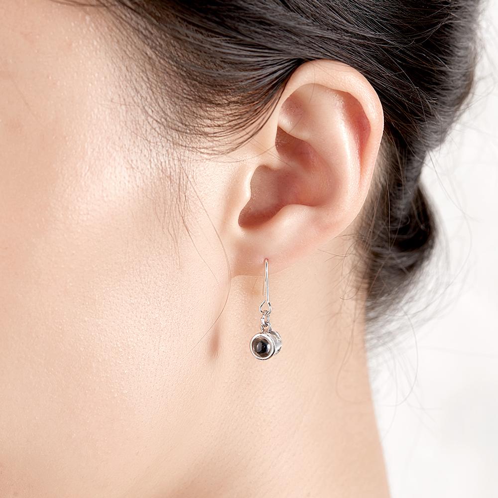 Personalized Earrings Custom Photo Projection Earrings Minimalist Earrings Memorial Mother's Day Gift