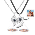2 Pcs Personalized Picture Inside Projection Necklace Custom Memorial Photo Projected Pendant Jewelry Gift for Couple Men Women for Her