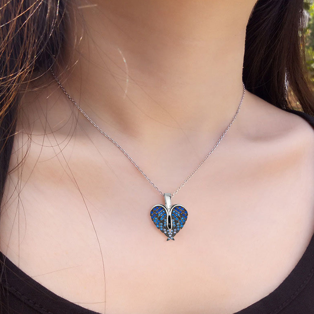 Custom Projection Necklace Wing Heart-shaped Wings Pendant Necklace Gift for Her