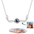 Angel Wing Projection Necklace Personalized Picture Inside Pendant Keepsake Jewelry Trendy Best Friend Gift