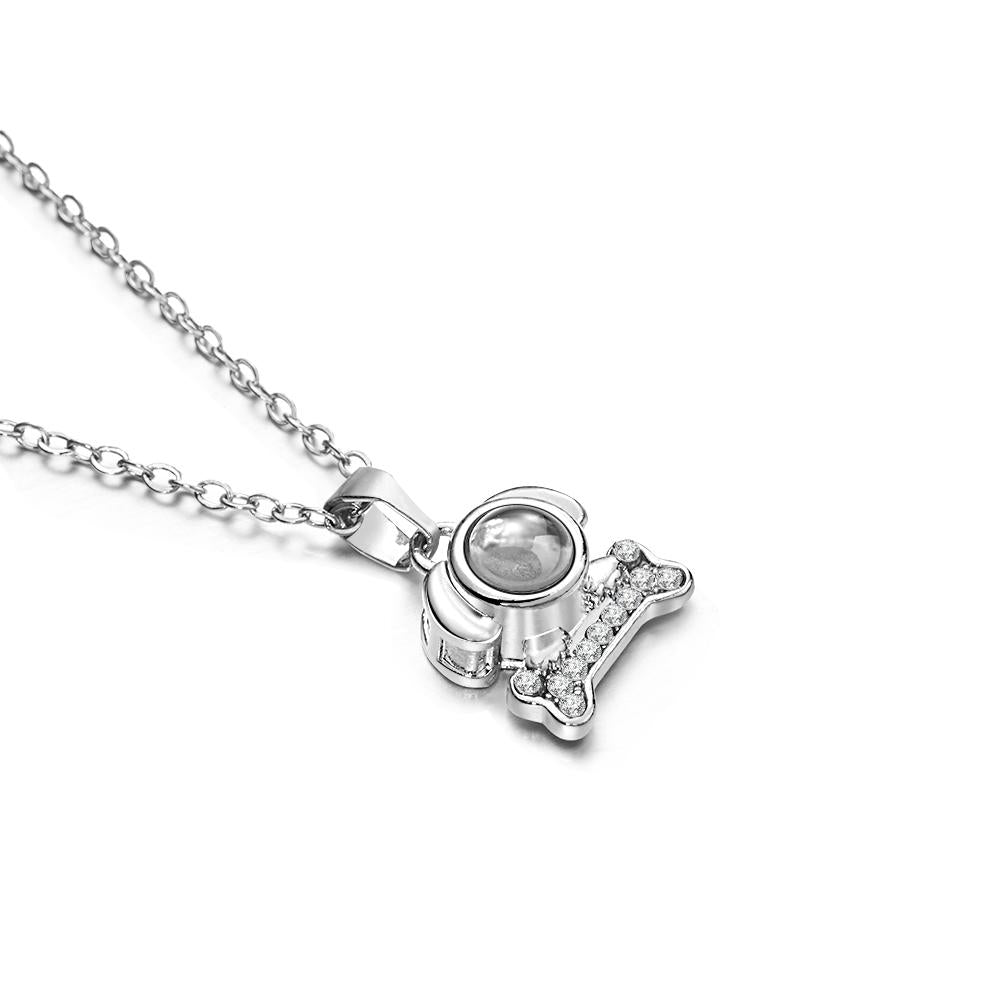 Custom Photo Projection Lovely Dog Bone Necklace Trendy Gift for Pet Lover