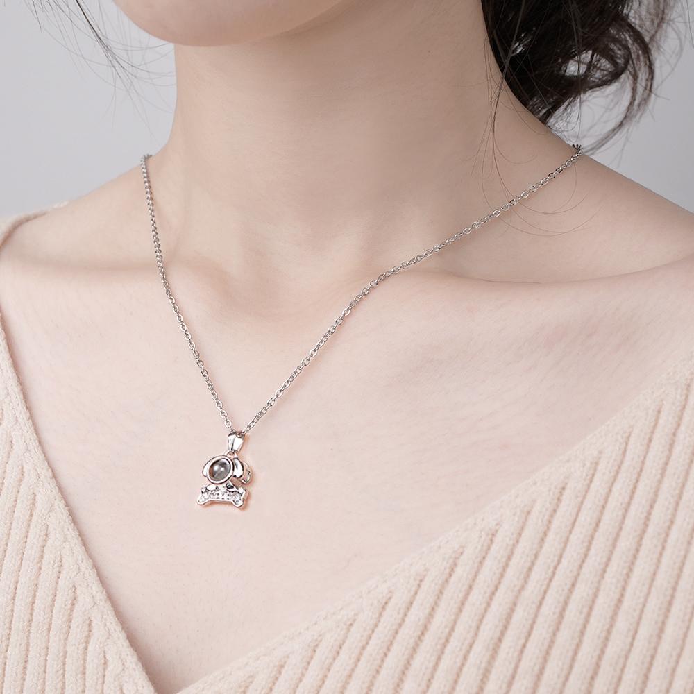 Custom Photo Projection Lovely Dog Bone Necklace Trendy Gift for Pet Lover