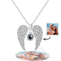 Personalized Picture Projection Necklace with Sliver Wings Special Present for Thanksgiving Day