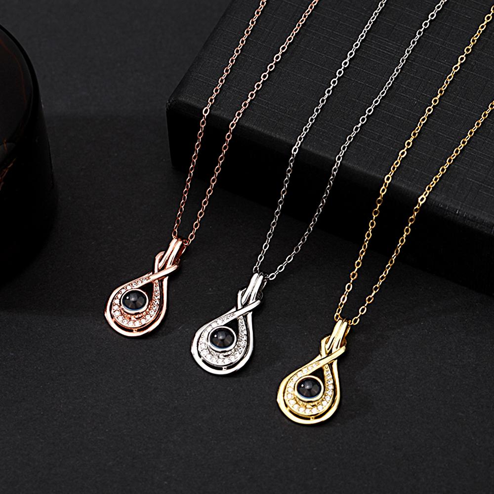Personalized Picture Projection Necklace with Drop Shaped Classic Gift for Elegant Her