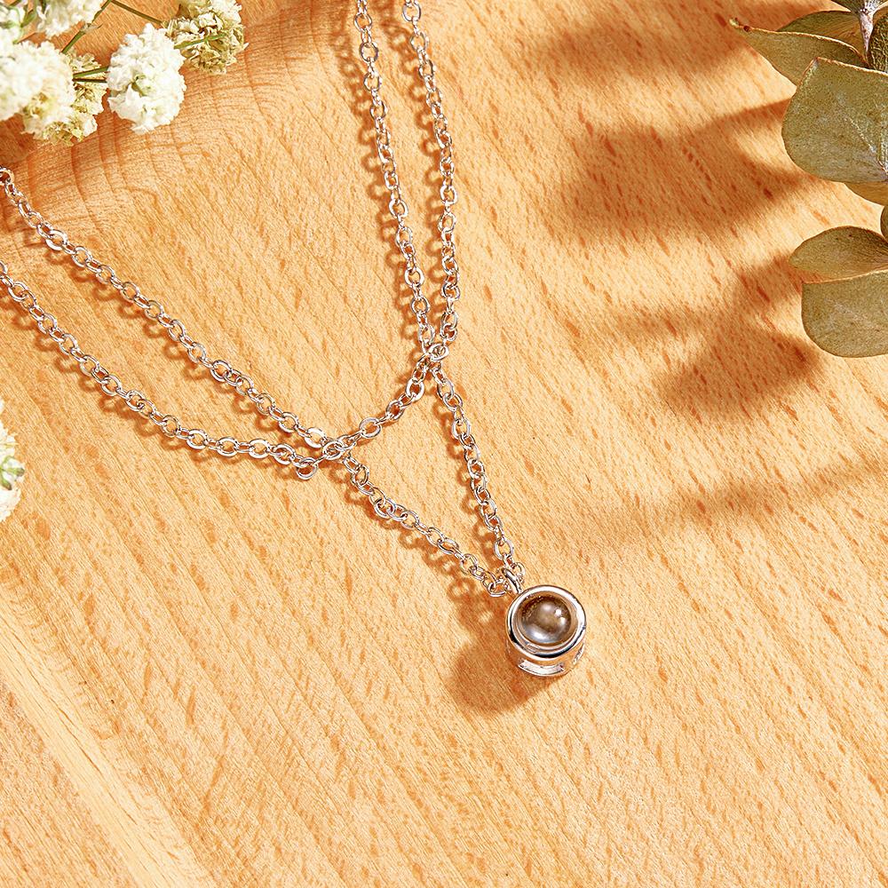 Layered Custom Necklace Personalized Photo Projection Necklace Anniversary Gifts for Her