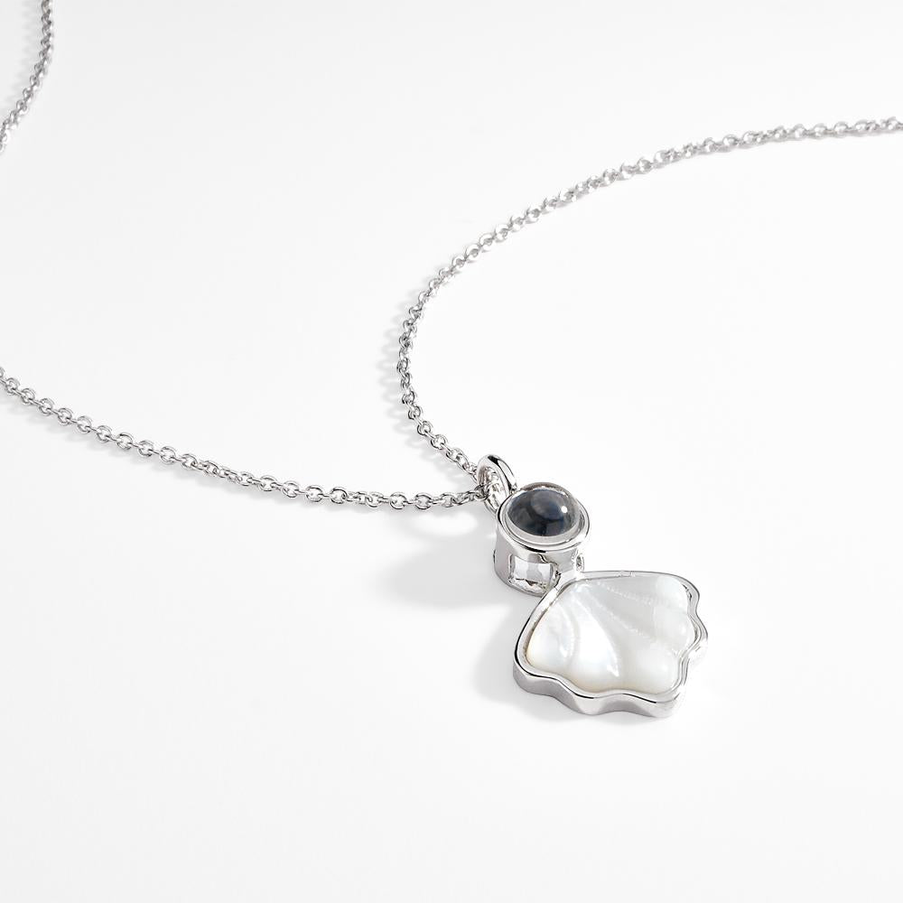 Seashell Projection Necklace Personalized Picture Inside Pendant Minimalist Pet Memorial Jewelry Trendy Best Friend Gift