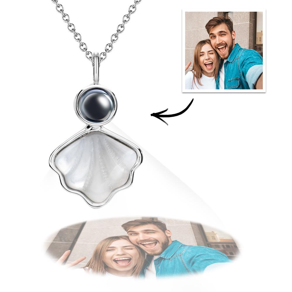 Seashell Projection Necklace Personalized Picture Inside Pendant Minimalist Pet Memorial Jewelry Trendy Best Friend Gift