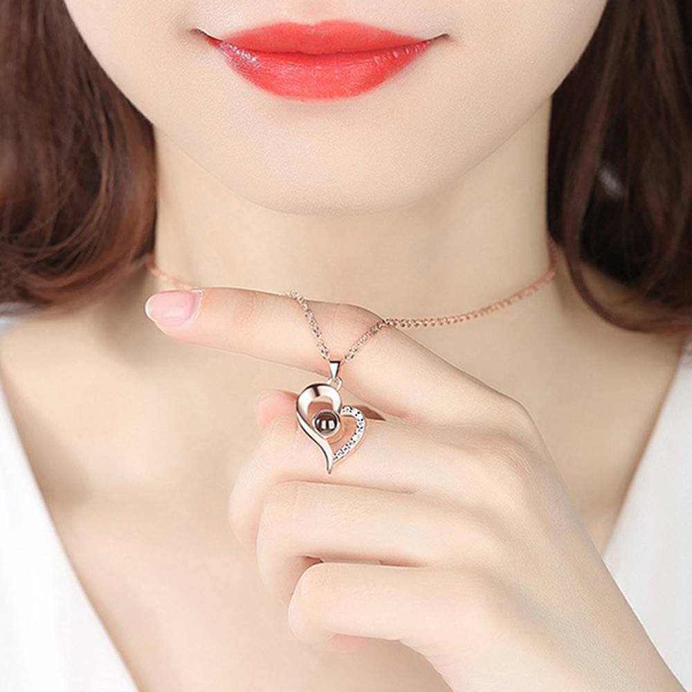 I Love You Necklace in 100 Languages Projection Photo Necklace Love Your Heart For Mother