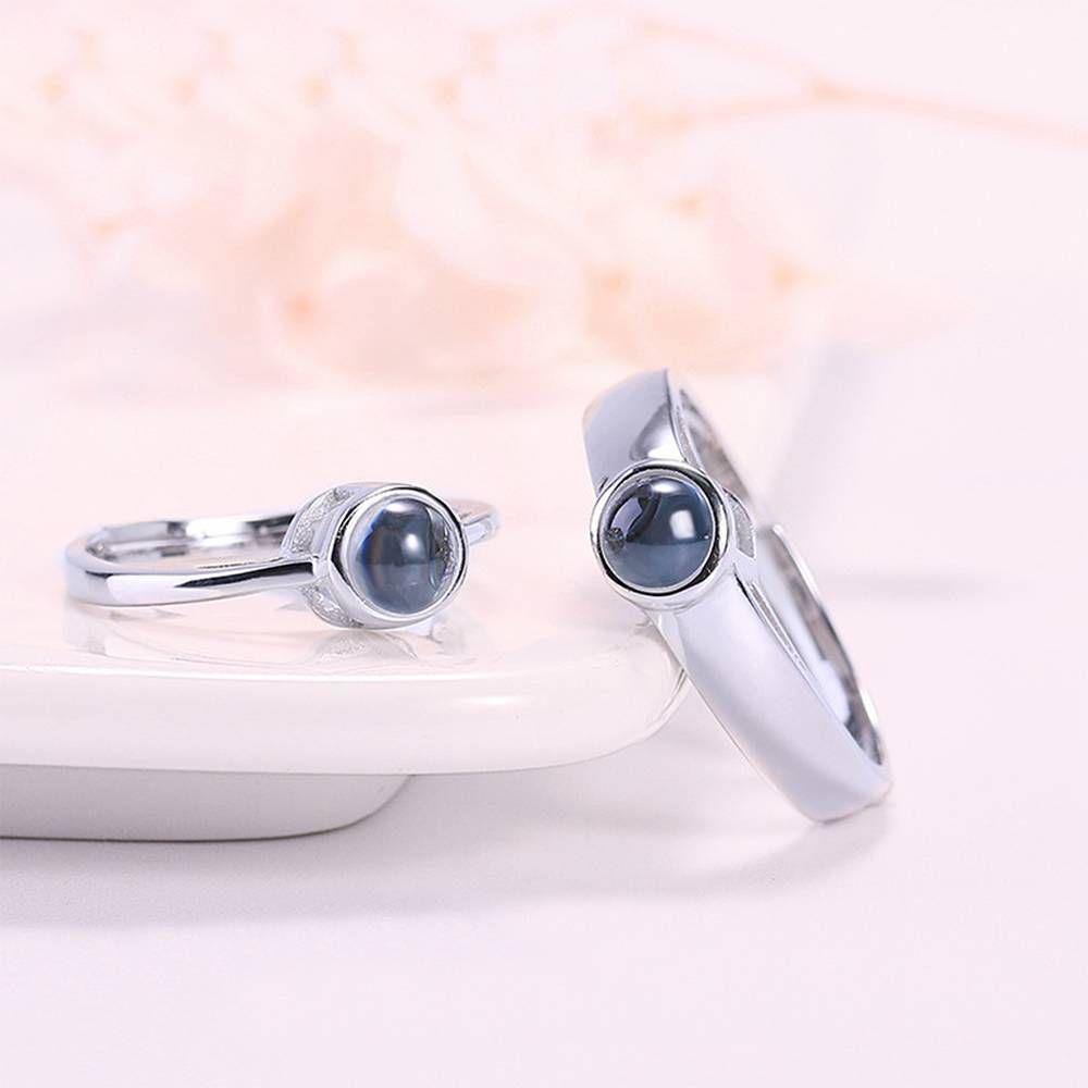 I Love You Ring in 100 Languages Projection Photo Engraved Ring, Men's Ring Silver